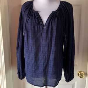 A.n.a blue and black plaid blouse